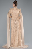 Tenue de Soirée Voilée Longue Or ABU4930
