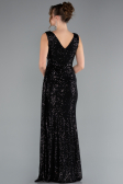 Robe de Soirée Longue Squameuse Noir ABU3201