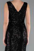 Robe de Soirée Longue Squameuse Noir ABU3201