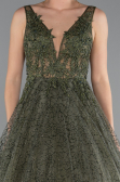 Robe De Soirée Longue Kaki ABU2131