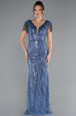 Robe de Soirée Longue Squameuse Indigo ABU5030