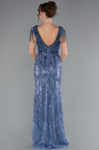 Robe de Soirée Longue Squameuse Indigo ABU5030