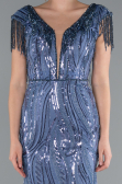 Robe de Soirée Longue Squameuse Indigo ABU5030