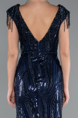 Robe de Soirée Longue Squameuse Bleu Marine ABU5030