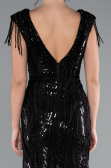 Robe de Soirée Longue Squameuse Noir ABU5030