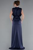 Robe de Soirée Longue Satin Bleu Marine ABU2133