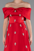 Robe de Soirée Longue Satin Rouge ABU5015