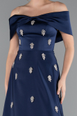 Robe de Soirée Longue Satin Bleu Marine ABU5015