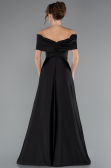Robe de Soirée Longue Satin Noir ABU5015