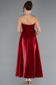 Robe de Cérémonie Midi Satin Rouge Bordeaux ABK2363