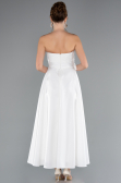 Robe de Cérémonie Midi Satin Blanc ABK2363