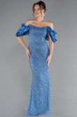 Robe Queue De Poisson Longue Bleu ABU4509