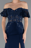 Robe de Soirée Longue Dantelle Bleu Marine ABU2261
