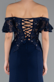 Robe de Soirée Longue Dantelle Bleu Marine ABU2261