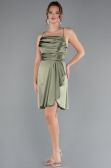 Robe de Cérémonie Courte Satin Kaki ABK2366