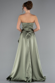 Robe de Soirée Longue Satin Kaki ABU5023