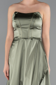 Robe de Soirée Longue Satin Kaki ABU5023