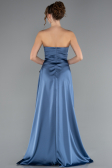 Robe de Soirée Longue Satin Indigo ABU5023