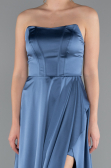 Robe de Soirée Longue Satin Indigo ABU5023