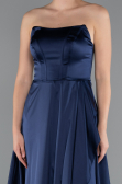 Robe de Soirée Longue Satin Bleu Marine ABU5023