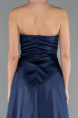 Robe de Soirée Longue Satin Bleu Marine ABU5023
