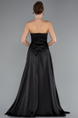 Robe de Soirée Longue Satin Noir ABU5023