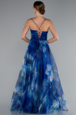 Robe de Soirée Longue Bleu Saxe ABU5053