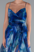 Robe de Soirée Longue Bleu Saxe ABU5053