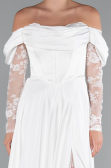 Robe de Soirée Longue Satin Blanc ABU5054