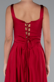 Robe de Soirée Longue Satin Rouge Bordeaux ABU5059