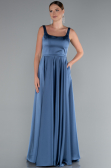 Robe de Soirée Longue Satin Indigo ABU5059