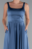 Robe de Soirée Longue Satin Indigo ABU5059