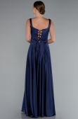 Robe de Soirée Longue Satin Bleu Marine ABU5059