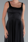 Robe de Soirée Longue Satin Noir ABU5059