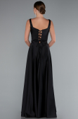Robe de Soirée Longue Satin Noir ABU5059