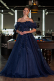 Robe De Soirée De Créateur Longue Bleu Marine ABU4720