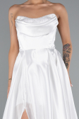 Robe de Soirée Longue Satin Blanc ABU5064