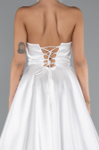Robe de Soirée Longue Satin Blanc ABU5064