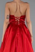 Robe de Soirée Longue Satin Rouge ABU5064