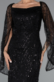 Robe de Soirée Longue Perlé Noir ABU5066