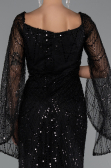 Robe de Soirée Longue Perlé Noir ABU5066