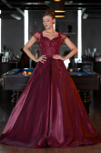 Robe Haute Couture Longue Rouge Bordeaux ABU4449