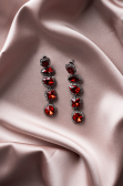 Boucle D'Oreille Anthracite-Rouge UK622