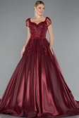 Robe Haute Couture Longue Rouge Bordeaux ABU4449