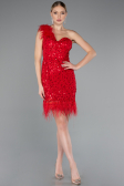 Robe De Soirée Squameuse Courte Rouge ABK2256