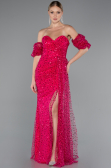 Robe de Soirée Longue Squameuse Fushia ABU5075