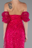 Robe de Soirée Longue Squameuse Fushia ABU5075