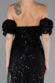 Robe de Soirée Longue Squameuse Noir ABU5075