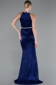 Robe de Soirée Longue Bleu Saxe ABU4324