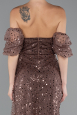 Robe de Soirée Longue Squameuse Brun ABU5075